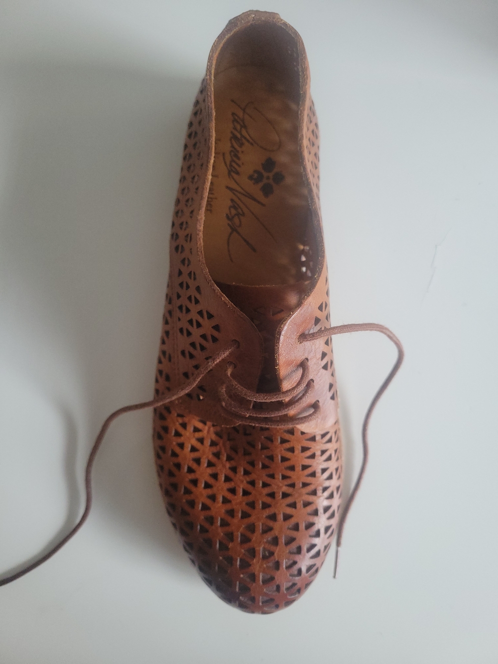 Patricia Nash Brown Perforated Leather Oxford